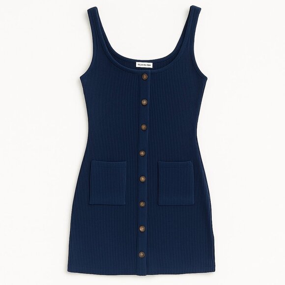 Reformation Navy Button-Front Mini Dress | Size S - Picture 2 of 2